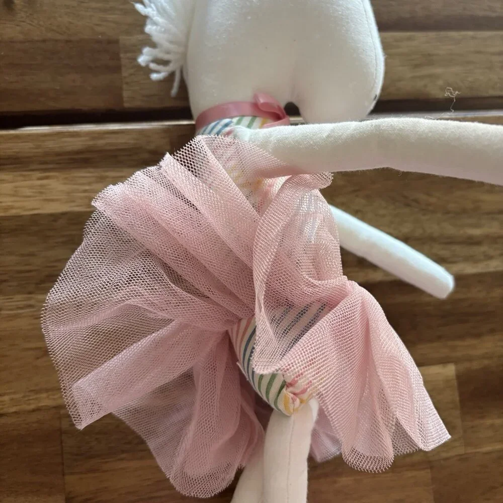 Alimrose Yvette Plush Unicorn‎ Toy Doll Rainbow Stripes Girls Pink Tutu Skirt